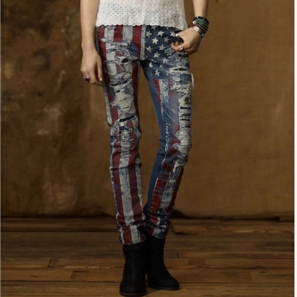 Ralph Lauren Demin & Supply American Flag Jeans, Size 25 - Picture 2 of 8